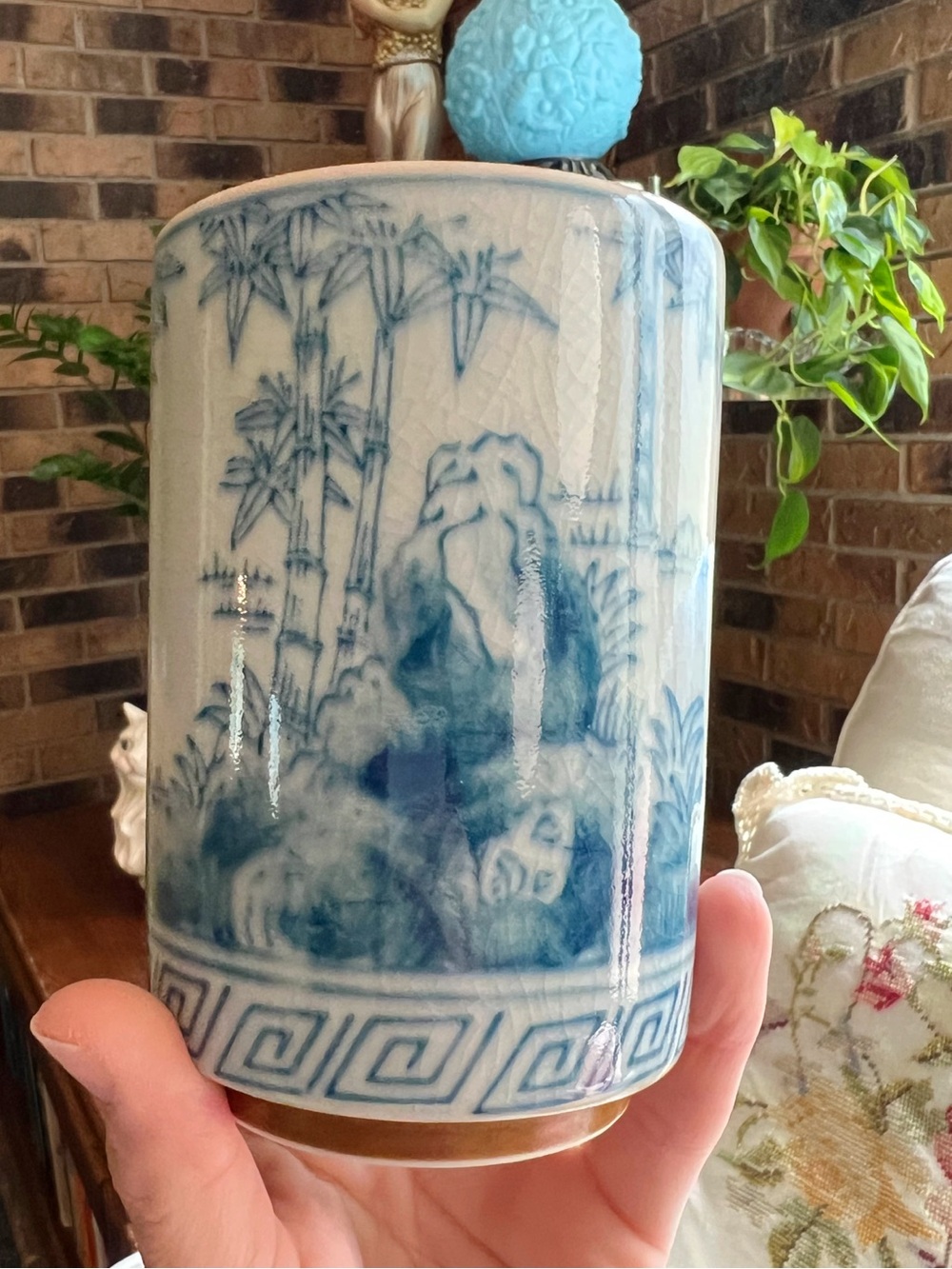 Vintage Chinese Porcelain Brush Pot